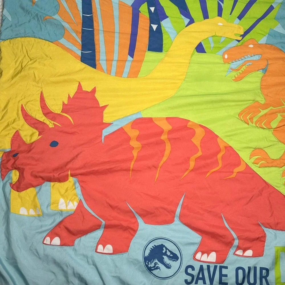 Jurassic World Save Our Dinos Bedding Comforter Blue Green Toddler Bed Blanket